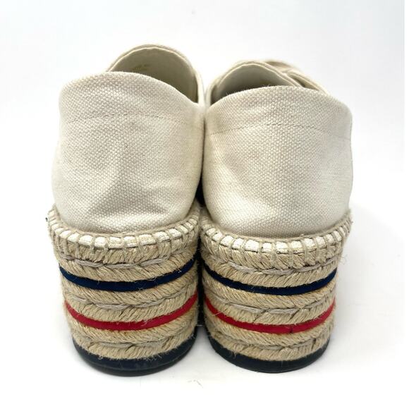 Gucci Lilibeth GG Web Logo Canvas Lace Up Espadrille Platform Sneaker Cream EU40 - Picture 9 of 14